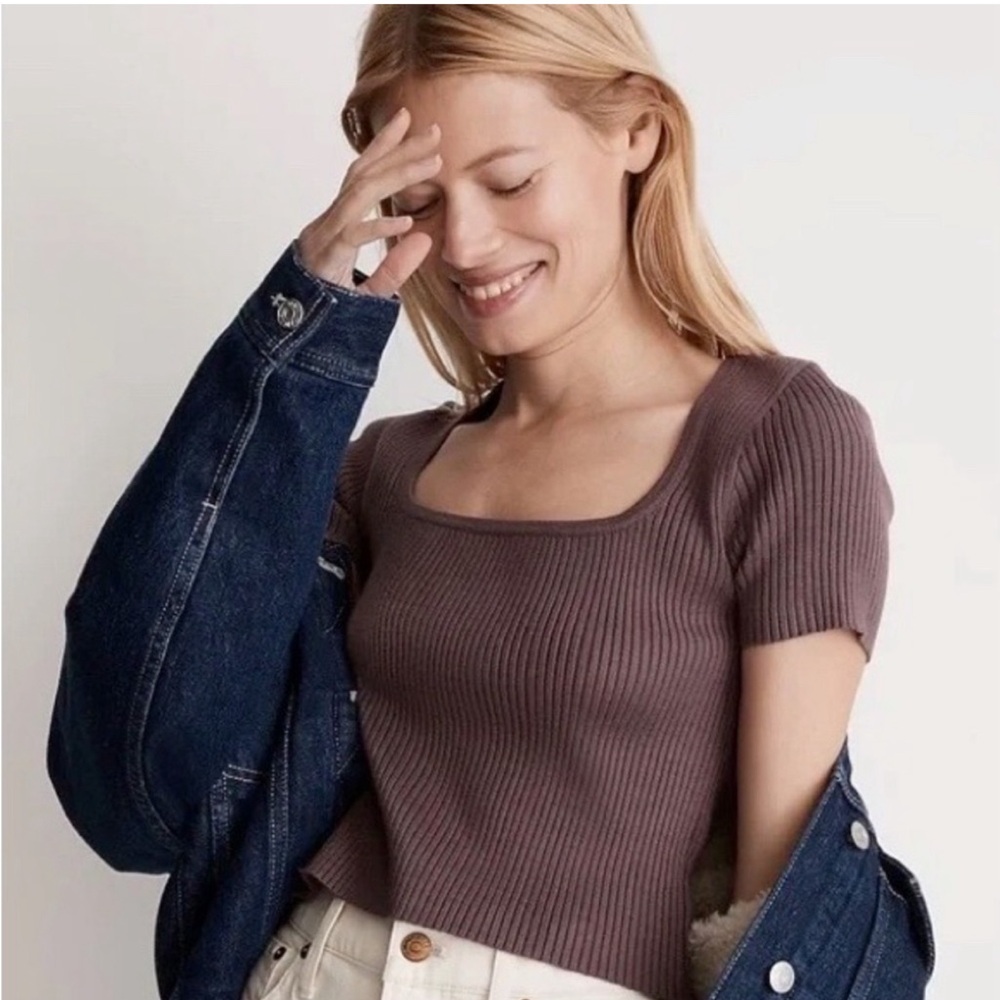 madewell square-neck crop sweater tee